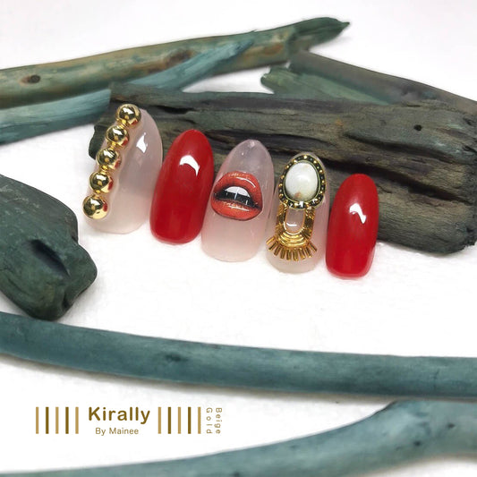 KiraNail Kirally Mainee プロデュース Brooch Drop Beige Series Nail Sticker