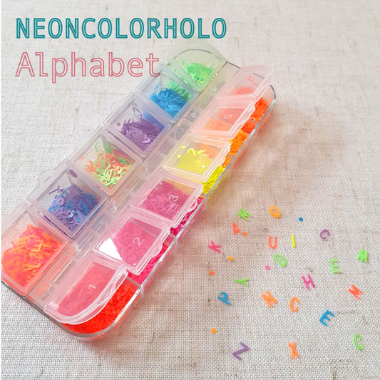 KiraNail ネオンカラーホロセット アルファベット｜Neon Color Hologram Flake Set – Alphabet